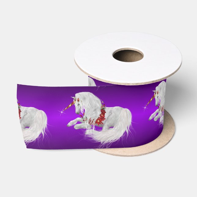 Festliche Weihnachten Unicorn Lila Ombre Satinband (Spule)