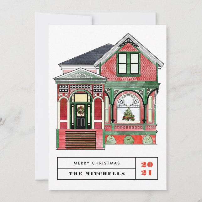 Festliche Weihnachten Viktorianische Zuhause Rot N (Vorderseite)
