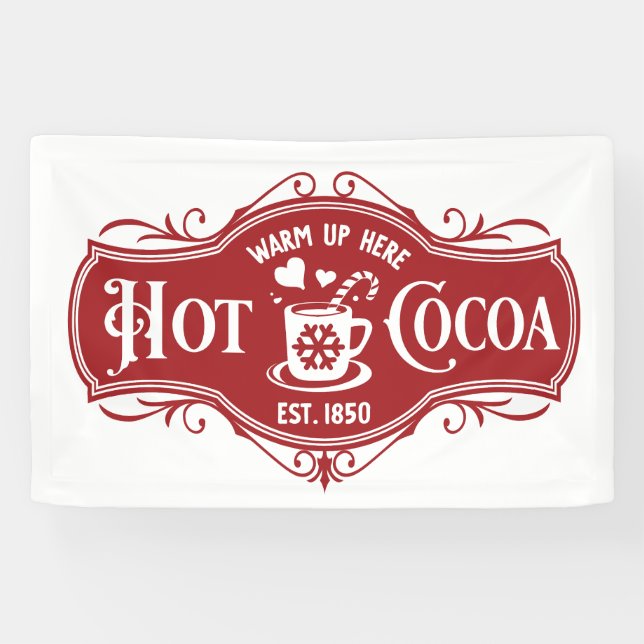 Festliche Weihnachts-Hot-Kakao-Bar Banner (Horizontal)