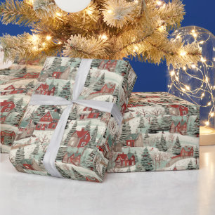 Festliche Weihnachts-Winterszene Geschenkpapier