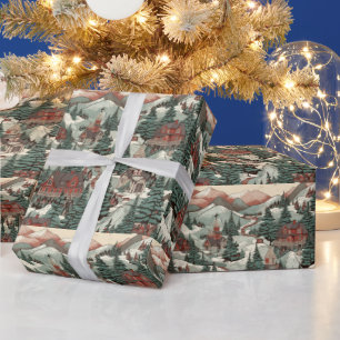 Festliche Weihnachts-Winterszene Geschenkpapier
