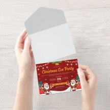 Festliche Weihnachtsabend-Party-Einladung mit Sant