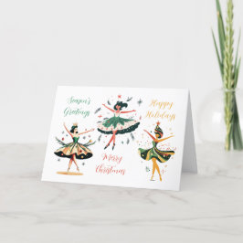 Festliche Weihnachtsballerinas Faltkarte Feiertagskarte