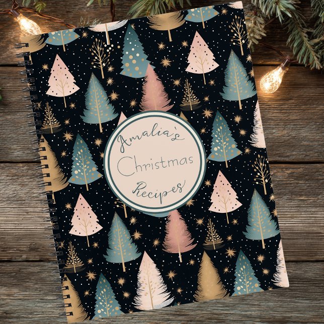 Festliche Weihnachtsbaum-Muster-Rezept-Notizbuch Notizbuch (Von Creator hochgeladen)