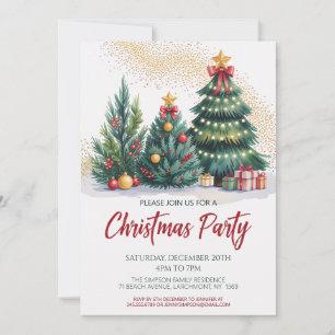 Festliche Weihnachtsbaum-Party-Einladung Einladung