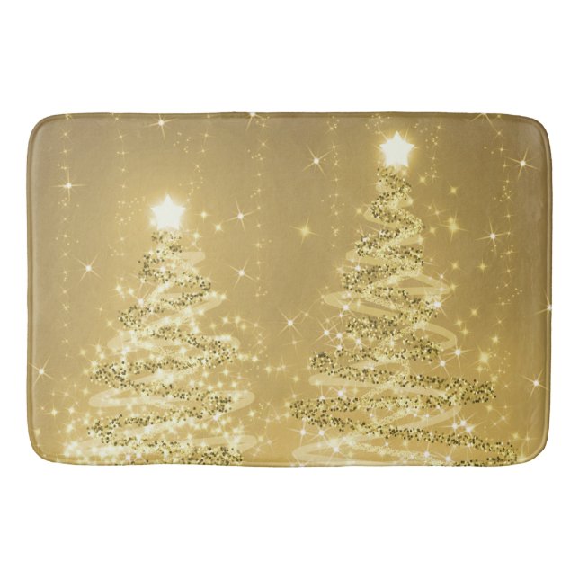 Festliche Weihnachtsbäume Gold  Badematte (Vorderseite)