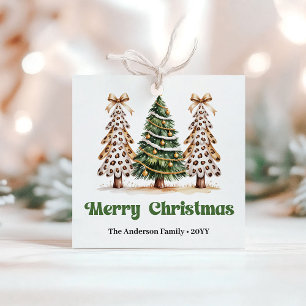 Festliche Weihnachtsbäume Leoparden-Druck Feiertag Geschenkanhänger