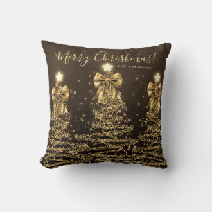 Festliche Weihnachtsbäume mit Namen in Gold Kissen