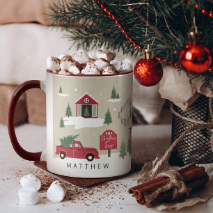 Festliche Weihnachtsbaumfarm Personalisiert Tasse