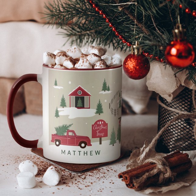 Festliche Weihnachtsbaumfarm Personalisiert Tasse (Von Creator hochgeladen)