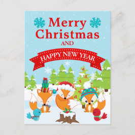 Festliche Weihnachtsbaumfreunde Feiertagspostkarte