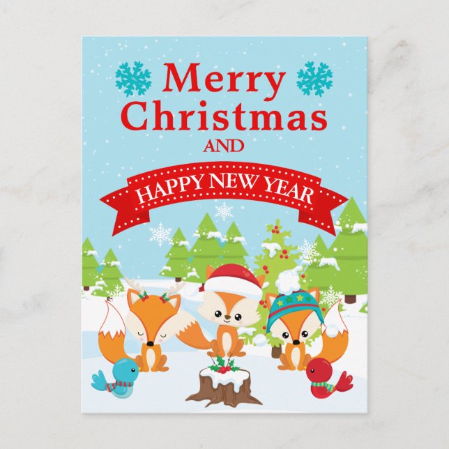 Festliche Weihnachtsbaumfreunde Feiertagspostkarte (Vorderseite)