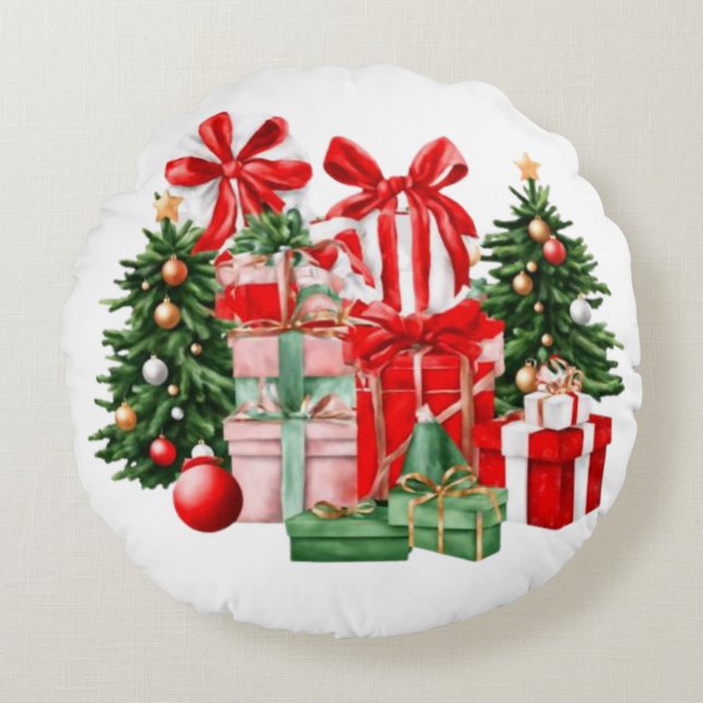 Festliche Weihnachtsbaumkissen Rundes Kissen (Vorderseite)
