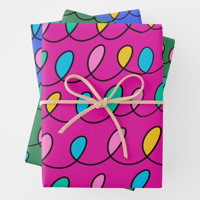 Festliche Weihnachtsbeleuchtung Muster PInk Geschenkpapier Set (Beispiel)