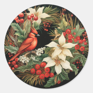 Festliche Weihnachtsblumen und -grün Runder Aufkleber