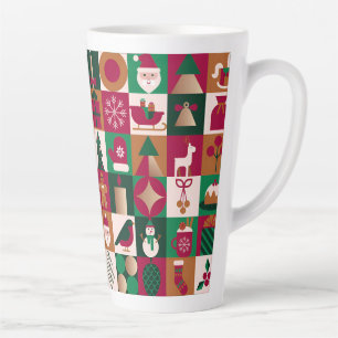 Festliche Weihnachtscollage mit Geschenken, Bäumen Milchtasse