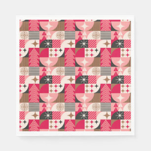 Festliche Weihnachtscollage mit Geschenken, Bäumen Serviette