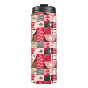 Festliche Weihnachtscollage mit Geschenken, Bäumen Thermosbecher