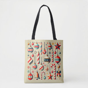 Festliche Weihnachtsdekorationen mit Ornamenten Tasche