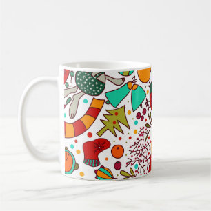 Festliche Weihnachtselemente Nahtloses Design Kaffeetasse
