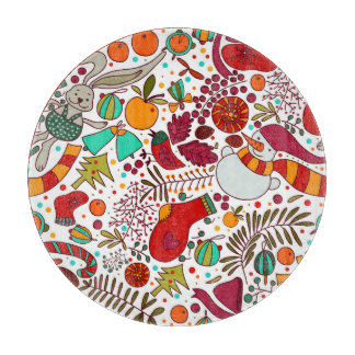 Festliche Weihnachtselemente Nahtloses Design Schneidebrett