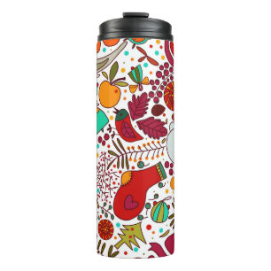 Festliche Weihnachtselemente Nahtloses Design Thermosbecher
