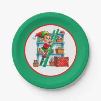 Festliche Weihnachtselfen-Party Pappteller