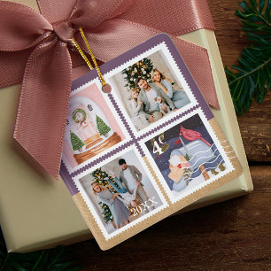 Festliche Weihnachtsfamilien Fotos Briefmarke Post Keramikornament