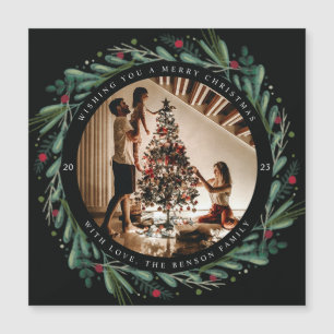 Festliche Weihnachtsfeier Blätter Berries Magnet