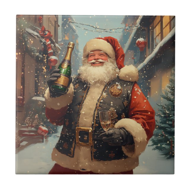 Festliche Weihnachtsfeier mit Champagner Fliese (Vorderseite)