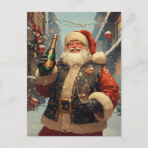 Festliche Weihnachtsfeier mit Champagner Postkarte