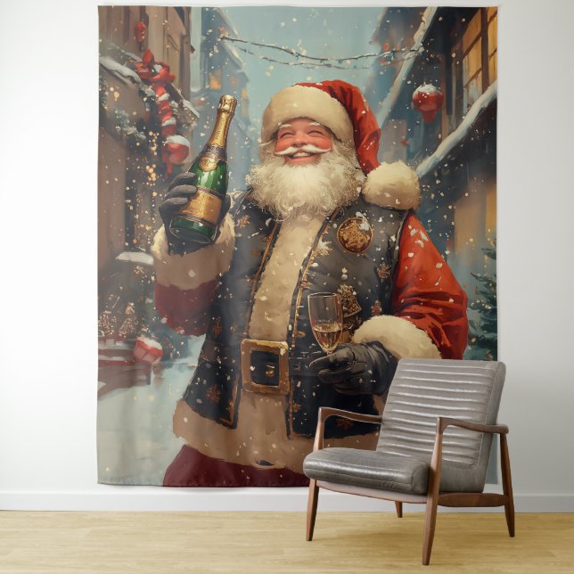 Festliche Weihnachtsfeier mit Champagner Wandteppich (Beispiel)