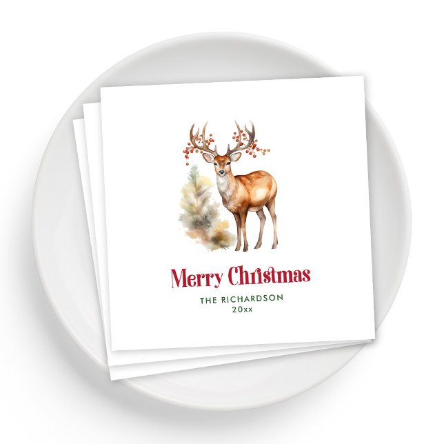 Festliche Weihnachtsfeier Rentier Napkins zum Gast Serviette (Personalized Festive Christmas Reindeer Napkins for Party Favor )
