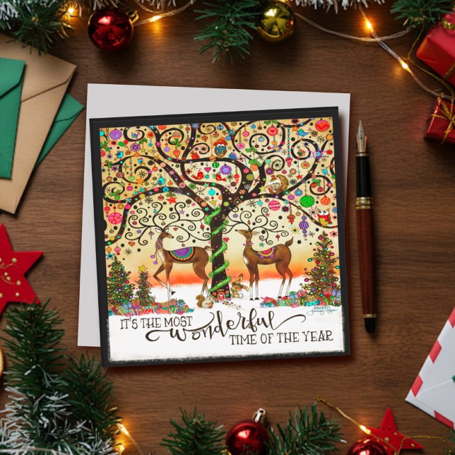 Festliche Weihnachtsfeier Rentier Wunderschönes Ze Feiertagskarte (Von Creator hochgeladen)