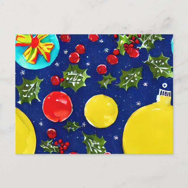 Festliche Weihnachtsfeier und Ornamente Weihnachte Postkarte (Vorderseite)