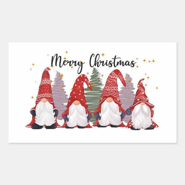 Festliche Weihnachtsfeiertage Gnome Square Sticker (Vorderseite)