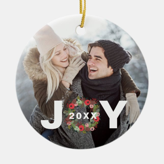 Festliche Weihnachtsfreude mit dem Foto "Wreath an Keramik Ornament (Vorne)