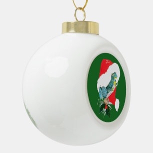 Festliche Weihnachtsfrosch-Weihnachtsmannmütze Keramik Kugel-Ornament