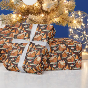 Festliche Weihnachtsgingerbäckermuster Geschenkpapier