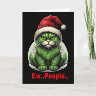 Festliche Weihnachtsgrüne Katze Ew Leute Lustige K Karte