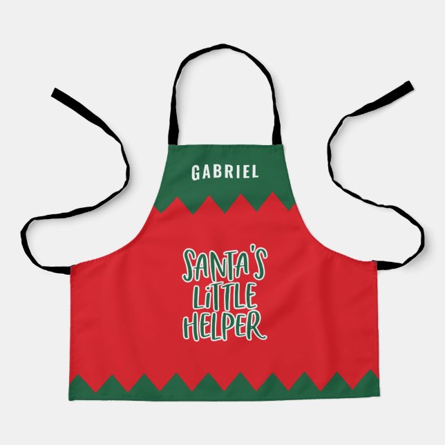 festliche Weihnachtshelferin lustig personalisiert Schürze (Vorderseite)