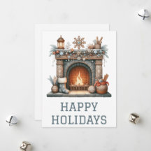 Festliche Weihnachtskarte mit Kamin