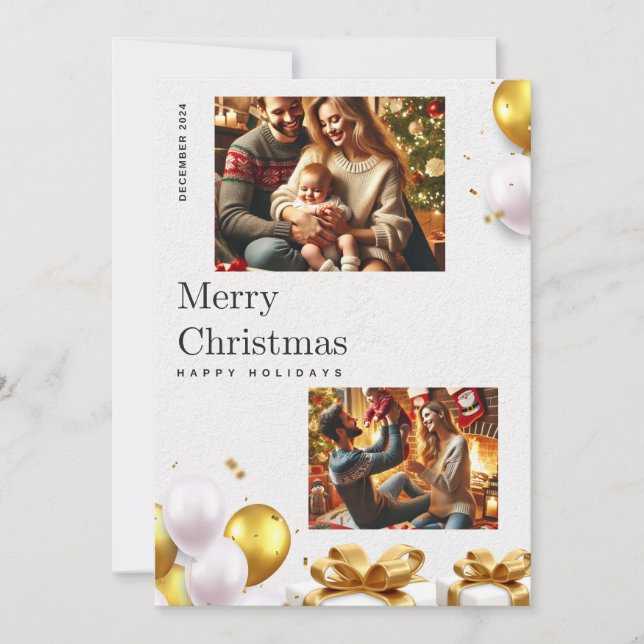 Festliche Weihnachtskarte mit Liebe & Freude Einladung (Vorderseite)