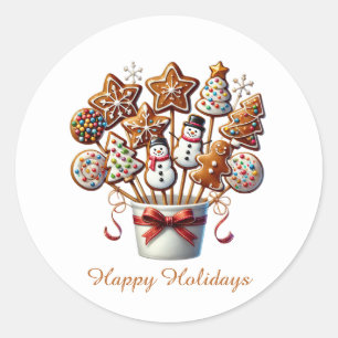 Festliche Weihnachtskekse Happy Holidays Runder Aufkleber