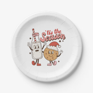 Festliche Weihnachtskekse Milch Pappteller