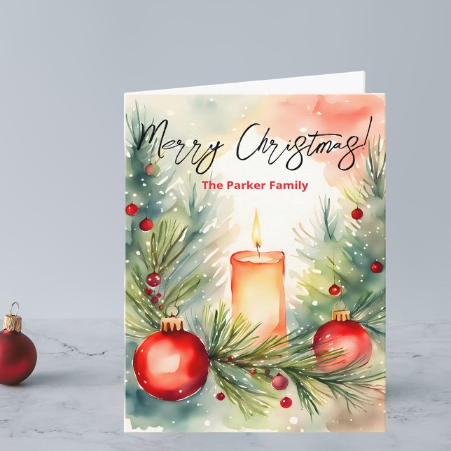 Festliche Weihnachtskerzen- und Kiefernzweige Karte (Von Creator hochgeladen)