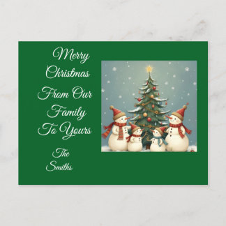 Festliche Weihnachtskollektion der Familie Snowman Feiertagspostkarte