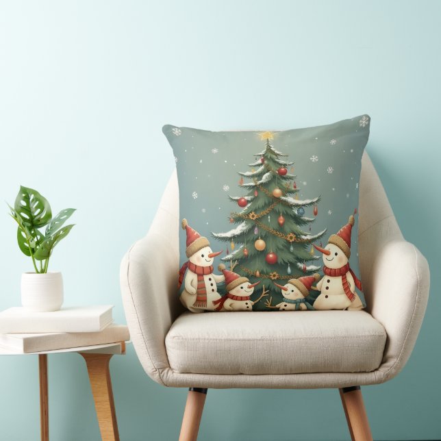 Festliche Weihnachtskollektion der Familie Snowman Kissen (Stuhl )