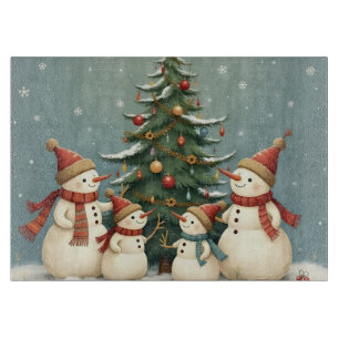 Festliche Weihnachtskollektion der Familie Snowman Schneidebrett
