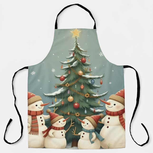 Festliche Weihnachtskollektion der Familie Snowman Schürze (Vorderseite)